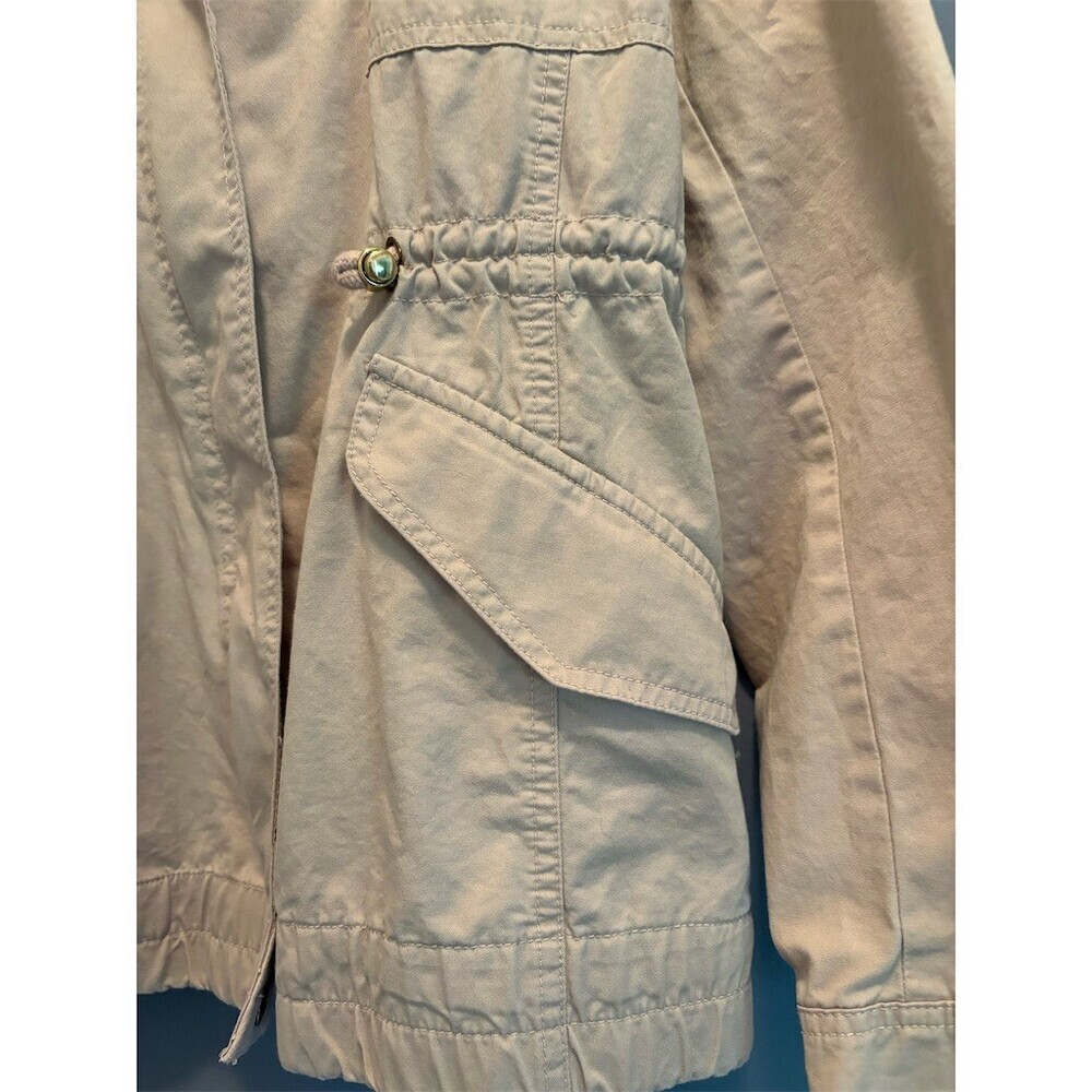 Love Tree Utility Anorak Jacket Womens Large Beige Hooded Drawstring Waist - Picture 5 of 11